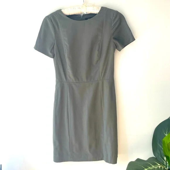 Dresses | Theory Cassi Shirt Style Work Dress In Deep Sage Greygreen Xs |  Poshmark
